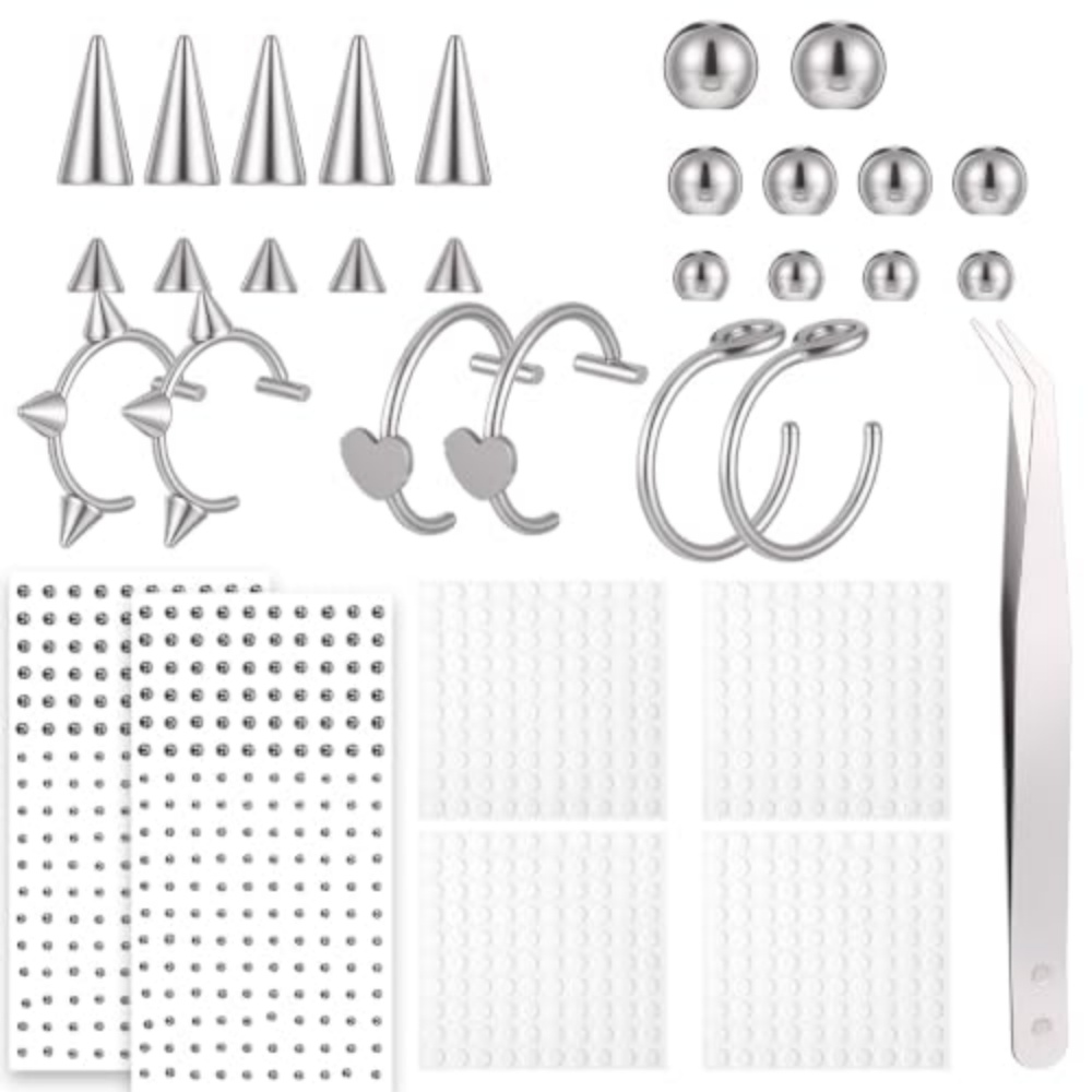Body Jewelry Replacement Ball - Fake Piercing Set Non‑Pierced Lip Eyebrow