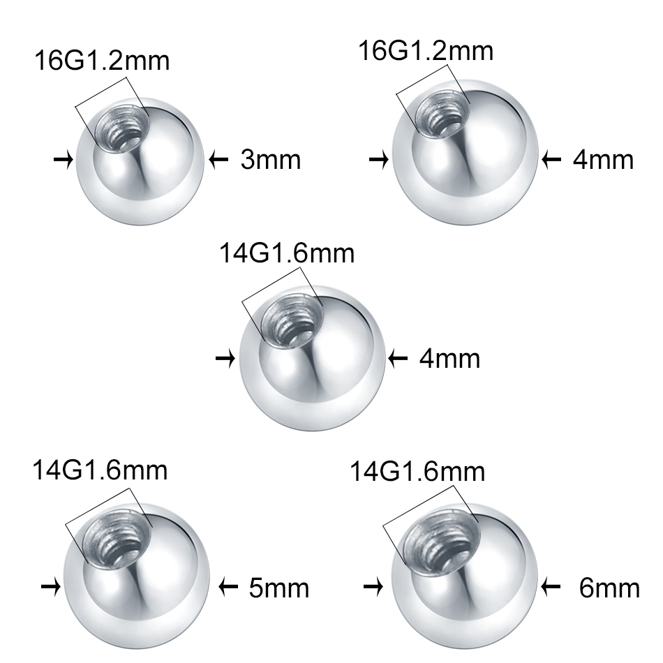 10PC Stainless Steel Screw Bal - Body Jewelry Replacement Ball recension och pris