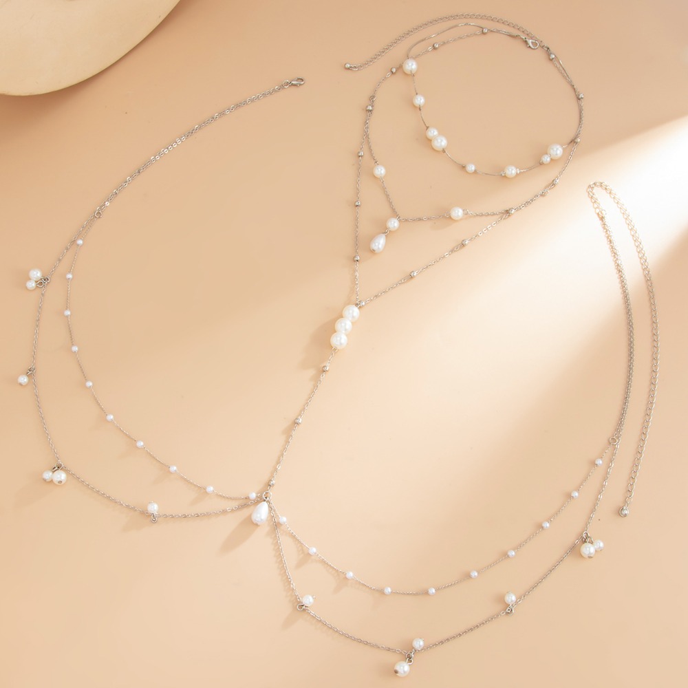 Multi Layer Imitation Pearl Ne - Body Jewelry For You recension och pris